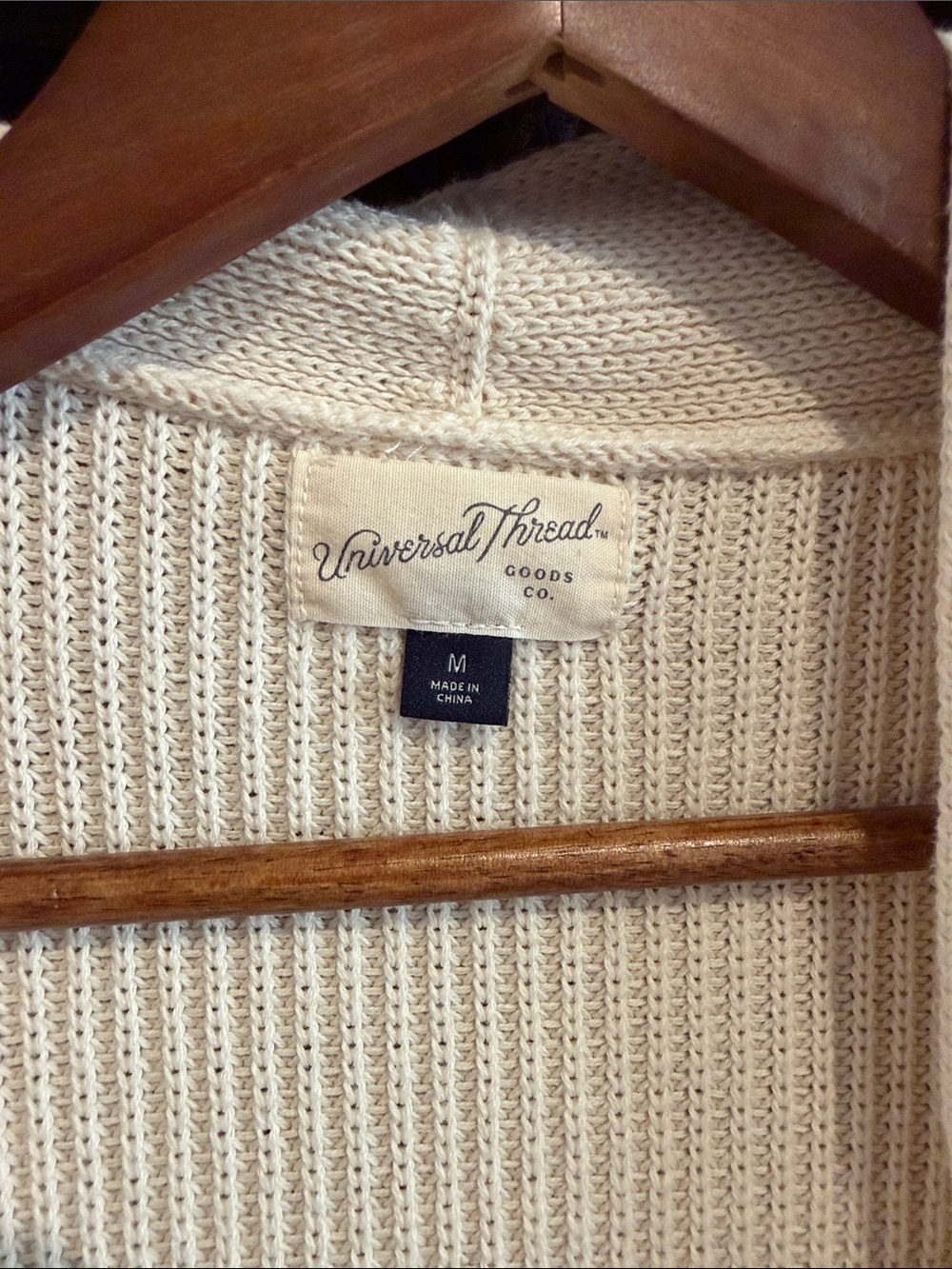 Universal Thread Cream Open-Front Ribbed Cardigan - Picture 2 of 4